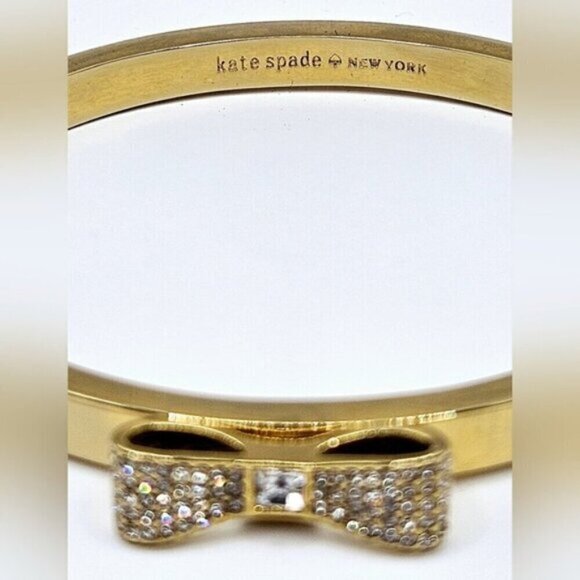 Kate Spade New York Gold-Tone Bow Bangle Bracelet with Crystals + Pouch - Picture 8 of 10